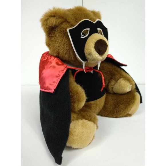 1992 CUDDLE TOYS BY DOUGLAS 9" DRACULA BEAR IN CAPE STUFFED ANIMAL PLUSH TOY NWT - Picture 1 of 12